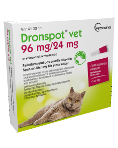 DRONSPOT VET paikallisvaleluliuos 96 mg / 24 mg 2 x 1.12 ml