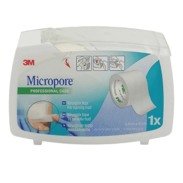 3M Micropore 2,5 cm x 9,1 m valkoinen katkokela 1 kpl