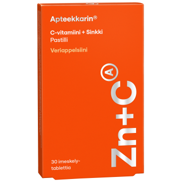 Apteekkarin C+ Sinkki veriappelsiini pastilli 30 kpl