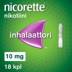 NICORETTE INHALAATTORI 10 mg inhal höyry, kyllästetty patruuna 18 fol